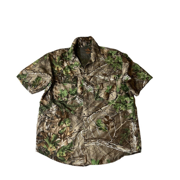 Game Winner Camo Shirt Mens L Short Sleeve Vented Realtree Hunting Fishing Top - Picture 3 of 11